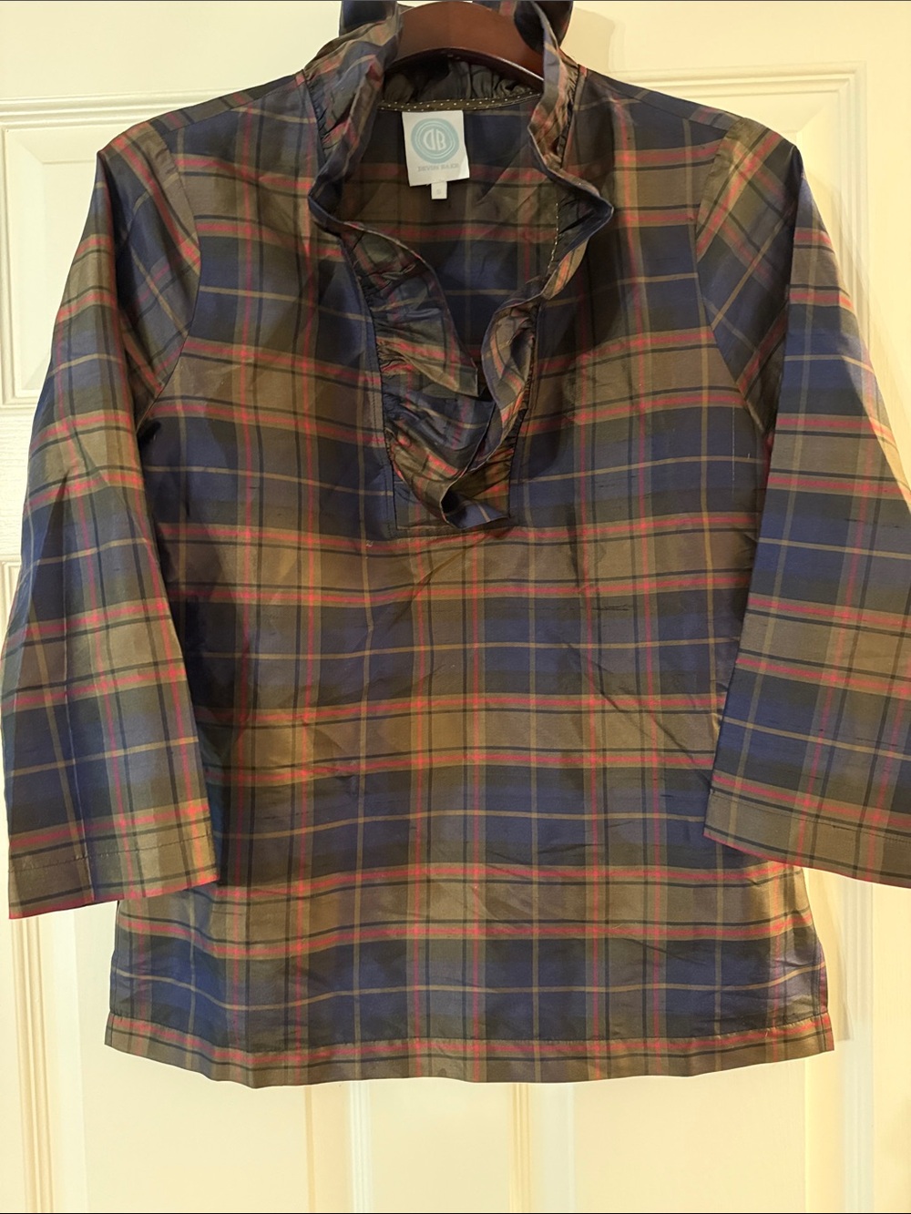 Devon Baer plaid silk tunic small
